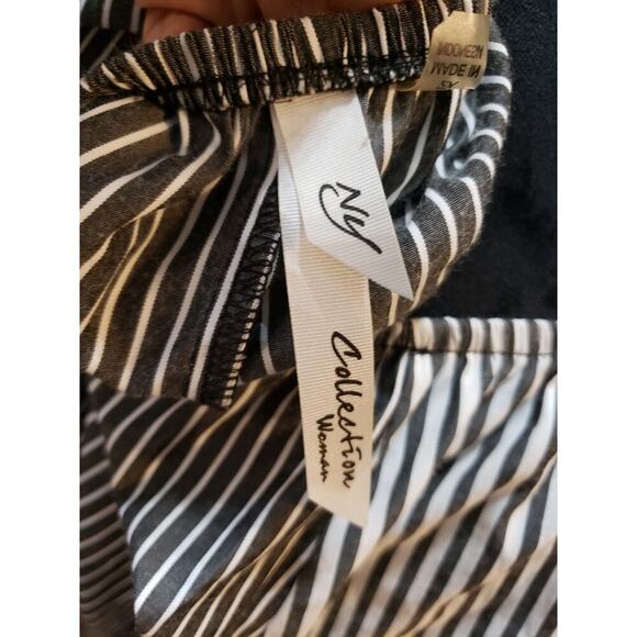 NY Collection Stripe Drawstring Dress Women Size 2X Black White Off the Shoulder - Picture 10 of 14